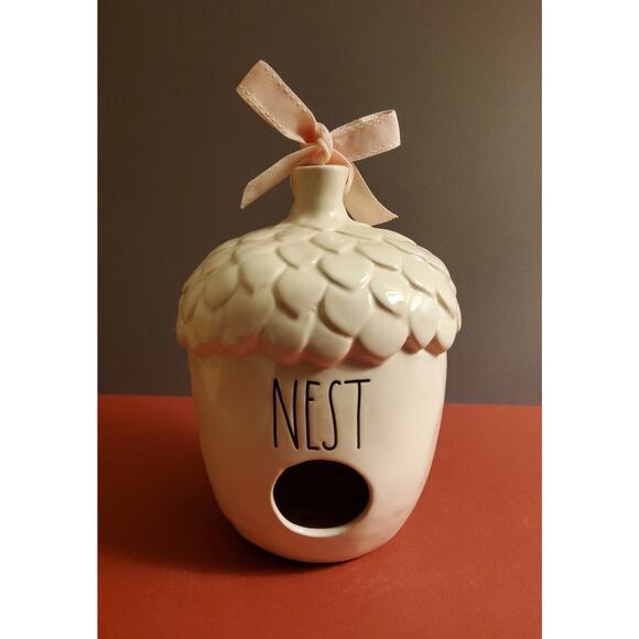 Rae Dunn Artisan Collection NEST Acorn Birdhouse/ Magenta Ceramic Birdhouse - Picture 1 of 4